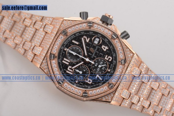 Audemars Piguet Royal Oak Offshore Chrono 1:1 Replica Watch Rose Gold/Diamonds 26170OR.OO.1000OR.01LDB - Click Image to Close